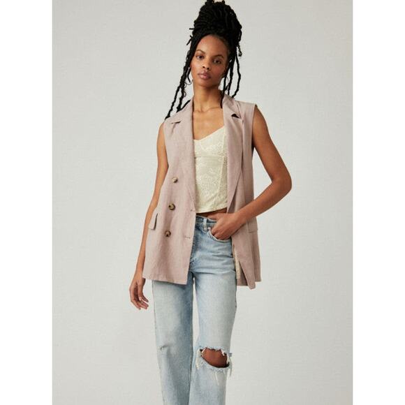 NWT Free People Olivia Vest Womens Small Tan Beige - Picture 4 of 12